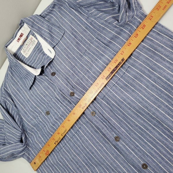 Gramicci Mens Stripe Roll Tab Shirt Medium Blue Button Up Casual Outdoors - Picture 9 of 12